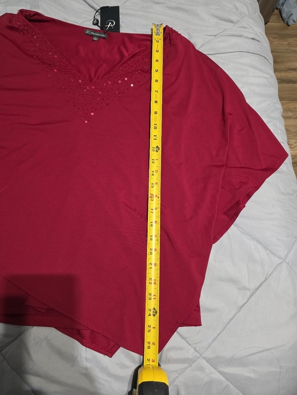 Adrianna Papell Red Embellished Blouse - Picture 12 of 14